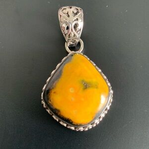 Sterling Silver and Yellow Bumblebee Jasper Pendant